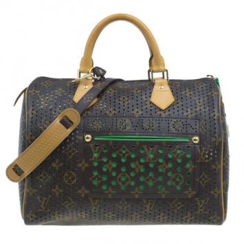 Louis Vuitton Green Perforated Limited Edition Speedy 30
