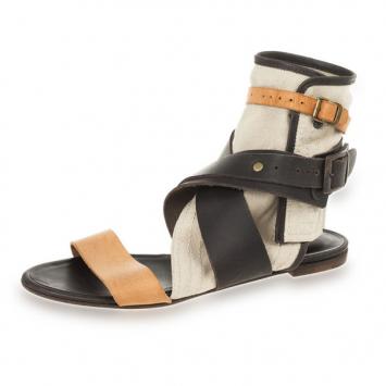 Chloé Multi-strap Leather &amp; Canvas Gladiator Sandals Size 37.5
