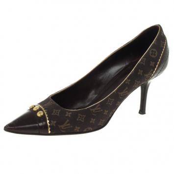 Louis Vuitton Brown Monogram Mini Lin Raquel Pumps Size 39