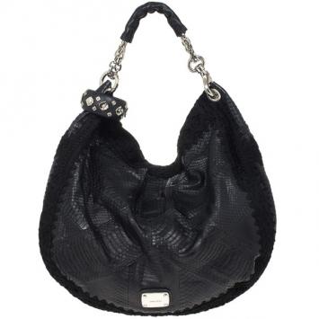 Jimmy Choo Sky Snakeskin Crocheted Hobo