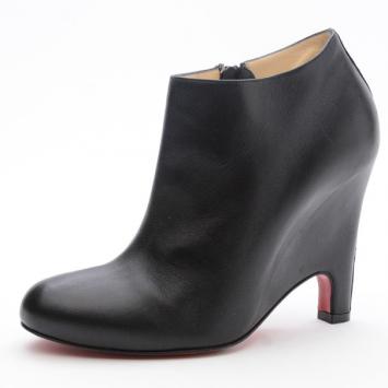 Christian Louboutin Black Leather Morphing Wedge Ankle Boots Size 37.5