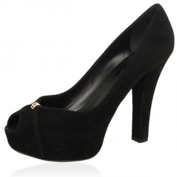Louis Vuitton Black Suede Kimono Open Toe Platform Pumps Size 38.5