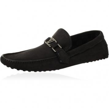 Pre Owned Louis Vuitton Black Suede Hockenheim Loafers Size 43.5