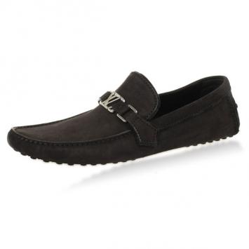 Pre Owned Louis Vuitton Black Suede Hockenheim Loafers Size 43.5
