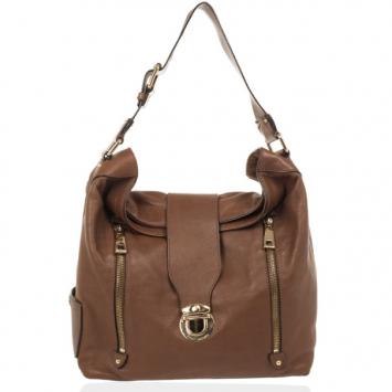 Marc Jacobs Brown Leather Amy With Zippers Hobo