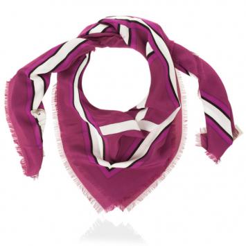 Burberry Magenta Heri Buckle Print Square Scarf