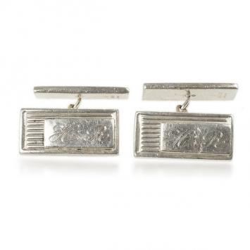Pre Owned Gucci Curve Aperte Sterling Silver Chain Cufflinks