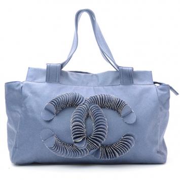 Chanel Denim Logo Large Tote