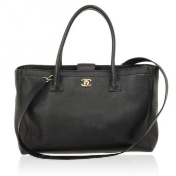 Chanel Black Caviar Leather Cerf Executive Large Tote Bag