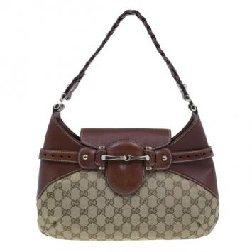 Gucci Brown Monogram Canvas GG Hobo Bag