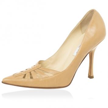 Jimmy Choo Beige Cutout Pointed Toe Pumps Size 38
