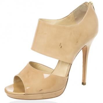 Jimmy Choo Nude Patent Leather ‘Private’ Sandals Size 40