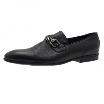 Pre Owned Gucci Black Leather Horsebit Loafers Size 44.5