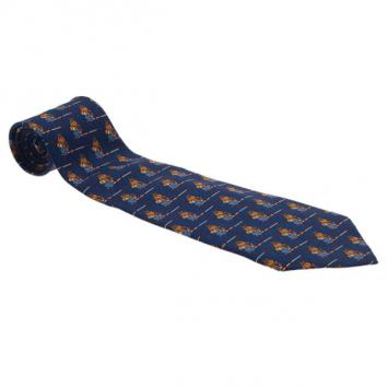 Pre Owned Salvatore Ferragamo Blue Silk Twill Archival Horse Tie