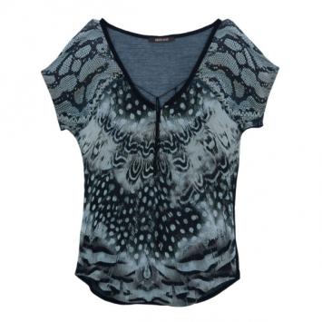 Roberto Cavalli Monochrome Printed Top L