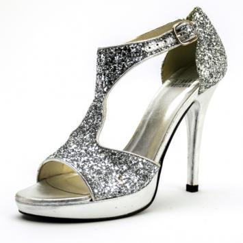 Stuart Weitzman Silver Glitter Loverly Sandals Size 37