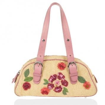 Dior Wicker Frame Bag with Raffia Flowers