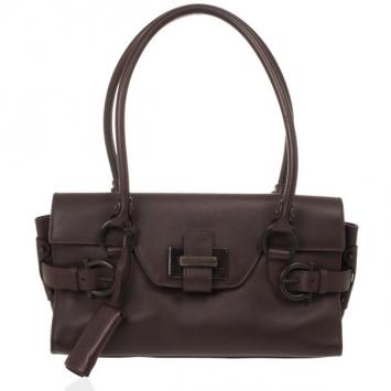 Salvatore Ferragamo Brown Logo Satchel