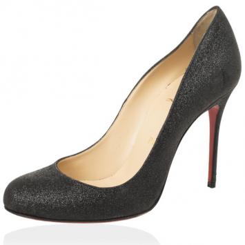 Christian Louboutin Black Glitter 'Fifi 100mm' Pumps Size 37.5