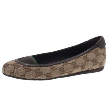 Gucci Beige Guccissima Canvas Ballet Flats Size 35.5