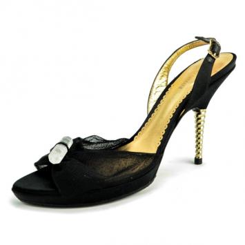 Giorgio Armani Black Mesh Slingback Sandals Size 37.5