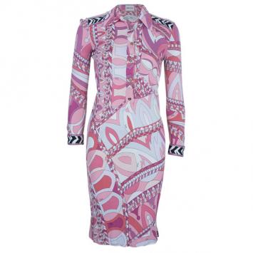 Emilio Pucci Pink Abstract Printed Shirt Dress S