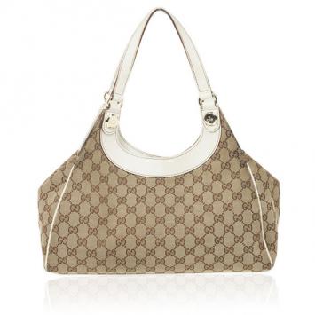 Gucci Beige and Ivory Monogram Charmy Hobo