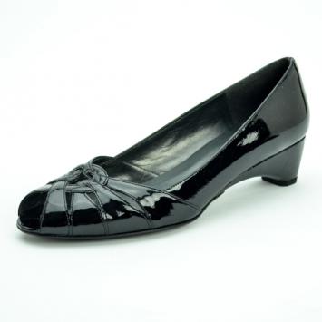 Stuart Weitzman Black Patent Aniline Wedges Pumps Size 38.5