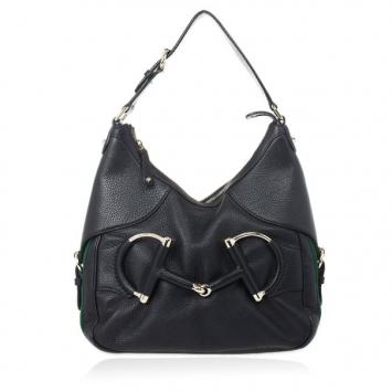 Gucci Black Leather Heritage Hobo