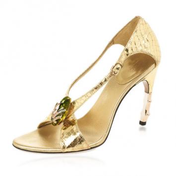 Gucci Gold Embellished Sandals Size 36