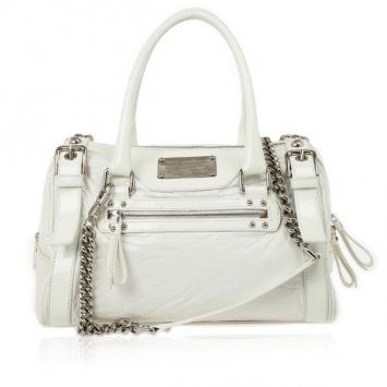 Dolce and Gabbana White Patent Miss Easy Way Satchel