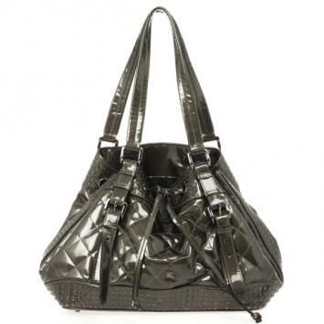 Burberry Olive Green Patent Drawstring Bag