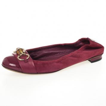 Gucci Magenta Cap Toe Bamboo Horsebit Ballet Flats Size 39