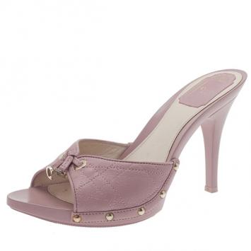Dior Pink Cannage Leather Bow Slides Size 39.5
