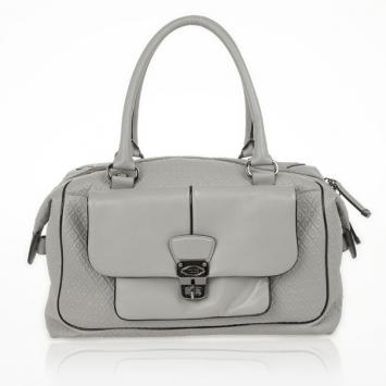 Tod’s Grey Embossed Leather Signature Duffle Bag