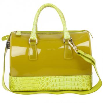 Furla Green Candy Croco Rubber Satchel