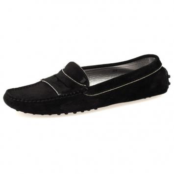 Tod's Black Suede Beaded Loafers Size 39