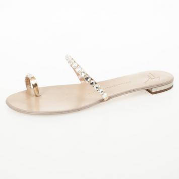 Giuseppe Zanotti Embellished Toe Ring Flat Sandals Size 39.5