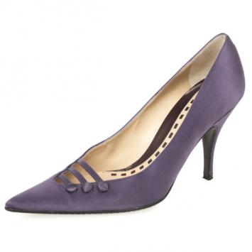 Alexander McQueen Purple Satin Pointed Toe Pumps Size 38