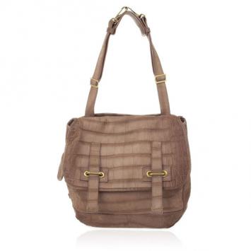Yves Saint Laurent Brown Croc Embossed  Shoulder Bag
