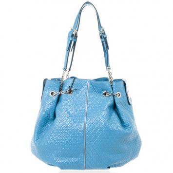Tod`s Signature Blue Patent Leather Tote Bag