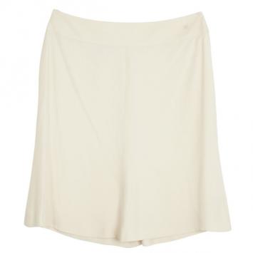 Chanel Cream Midi Silk Skirt L