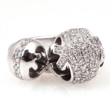 Gucci White Gold Diamond Sphere Ring Size 55