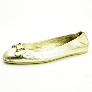 Gucci Metallic Horsebit Ballet Flats Size 39