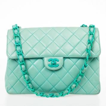 Chanel Turquoise Lambskin Classic Large Flap Bag