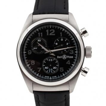 Bell & Ross Classic SS Leather Chronograph Womens Wristwatch 34 MM		