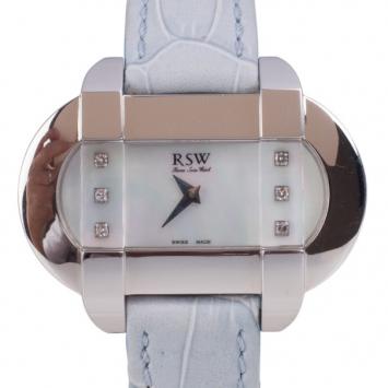 Rama Swiss Watch 6900 Mother of Pearls SS Leather Womens Wristwatch 42 MM