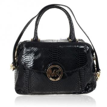 MICHAEL Michael Kors Black Python Embossed Fulton Satchel