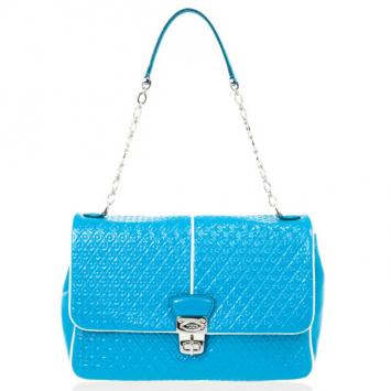 Tod's Signature Blue Patent Flap Bag 