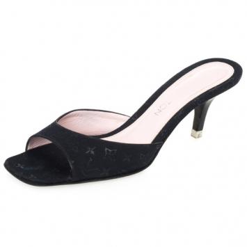 Louis Vuitton Black Fabric Monogram Mules Size 38.5